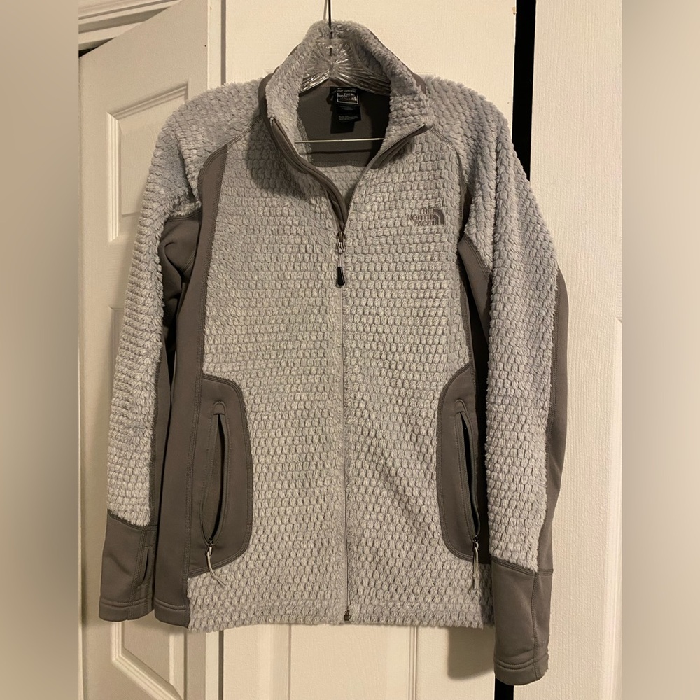 The North Face gray fleece jacket women’s large
